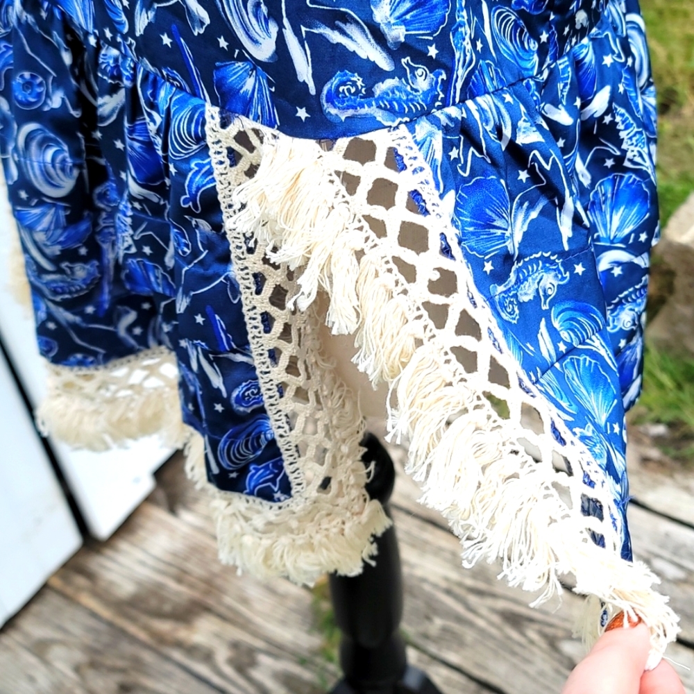 I. Madeline Blue Seashell Top Size Small - Picture 5 of 7